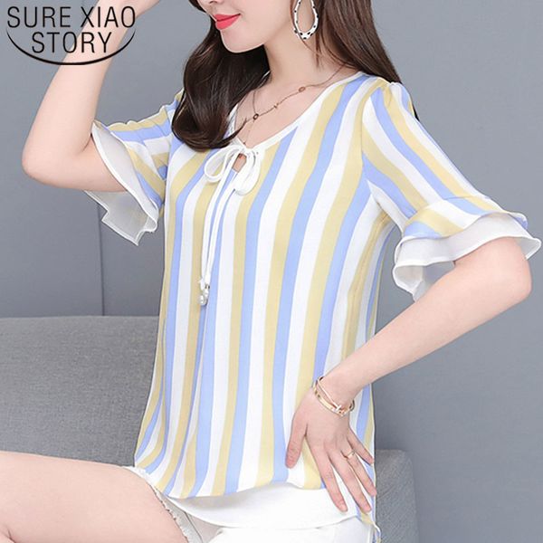 fashion women and blouses ladies shirt bow striped chiffon blouse short plus size flare sleeve 4008 50 210415, White
fashion women and blouses ladies shirt bow striped chiffon blouse short plus size flare sleeve 4008 50 210415, White