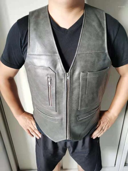 men's vests genuine leather vest mens casual slim fit real cowhide waistcoat multiple pockets motorcycle biker sleeveless jackets, Black;white
men's vests genuine leather vest mens casual slim fit real cowhide waistcoat multiple pockets motorcycle biker sleeveless jackets, Black;white