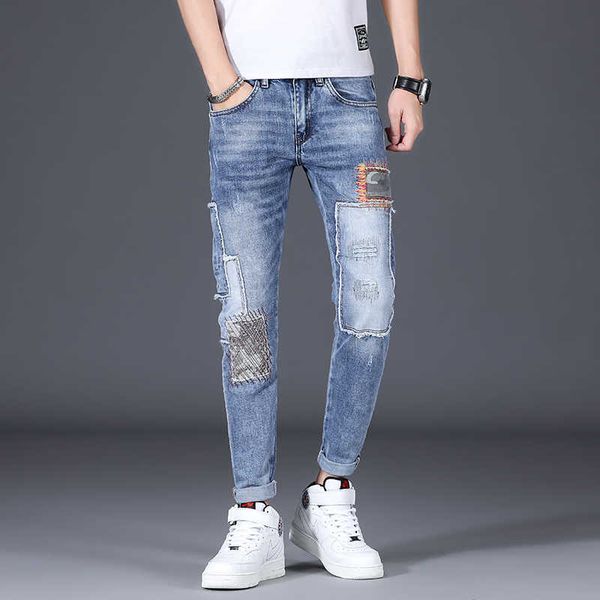 men's jeans streetwear fashion retro light blue slim fit elastic ripped for patches designer hip hop denim punk pants 4tu0
men's jeans streetwear fashion retro light blue slim fit elastic ripped for patches designer hip hop denim punk pants 4tu0