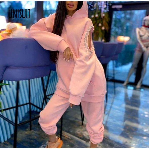 women's two piece pants fleece long sleeve hoodies trousers set 2021 autumn off shoulder hollow out sportpants sets ladies casual fashi, White
women's two piece pants fleece long sleeve hoodies trousers set 2021 autumn off shoulder hollow out sportpants sets ladies casual fashi, White