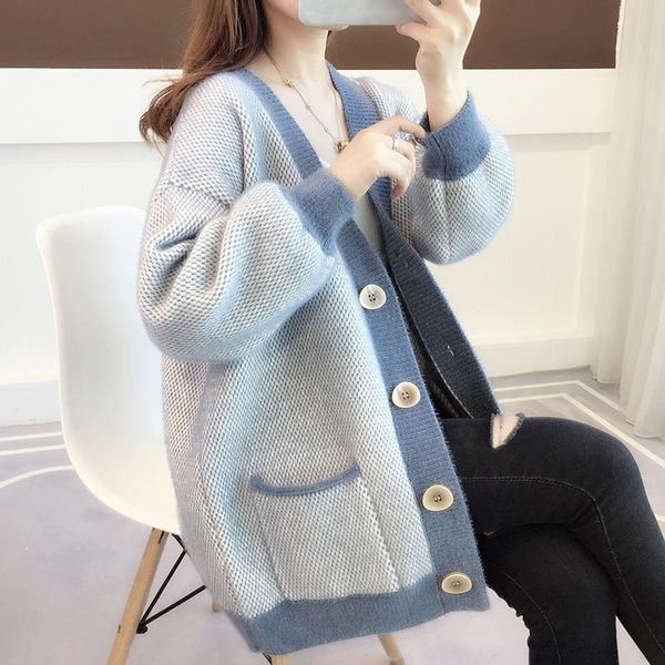 women's knits & tees women autumn winter imitation mink cashmere knitted cardigan korean loose big pocket ladies thick knit sweater coa, White
women's knits & tees women autumn winter imitation mink cashmere knitted cardigan korean loose big pocket ladies thick knit sweater coa, White