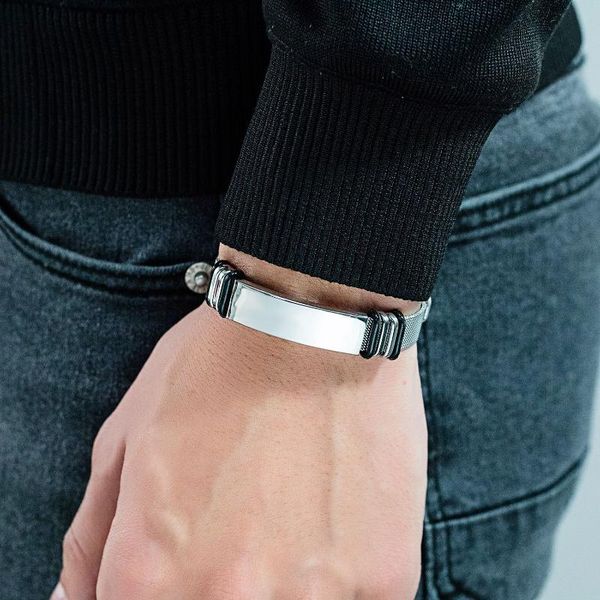 link, chain men's stainless steel smooth bracelet cool punk strap mesh glossy simple titanium friendship jewelry gift, Black
link, chain men's stainless steel smooth bracelet cool punk strap mesh glossy simple titanium friendship jewelry gift, Black