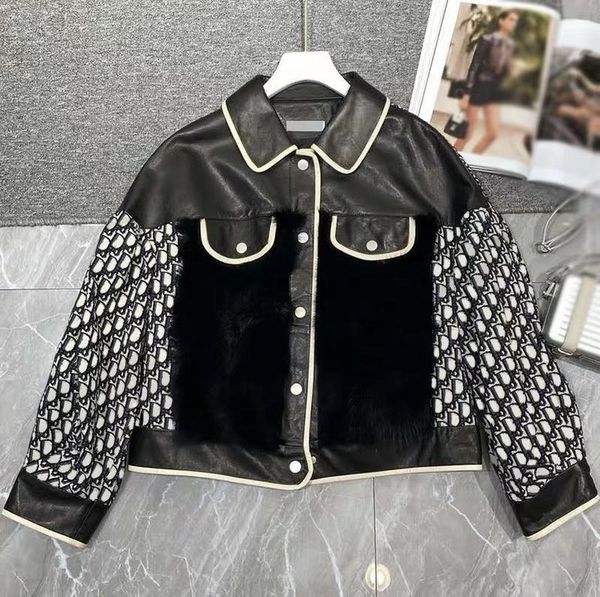 leather stitched lamb wool fur coats full letter printed coat lapel neck soft warm outerwear women autumn winter lady jacket, Black
leather stitched lamb wool fur coats full letter printed coat lapel neck soft warm outerwear women autumn winter lady jacket, Black
