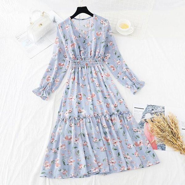 long sleeve vintage floral print women dress autumn v neck sweet slim chiffon dresses elegant midi party vestidos casual, Black;gray
long sleeve vintage floral print women dress autumn v neck sweet slim chiffon dresses elegant midi party vestidos casual, Black;gray
