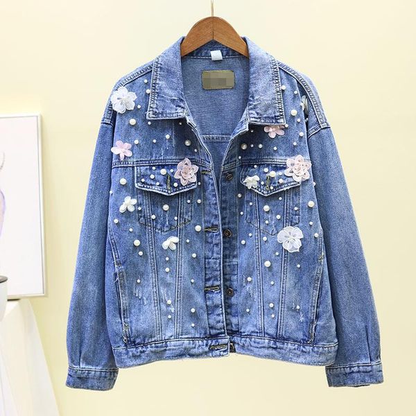 women's jackets female denim jacket 2021 spring beaded short fashion embroidery long-sleeved slim street style jean coats, Black;brown
women's jackets female denim jacket 2021 spring beaded short fashion embroidery long-sleeved slim street style jean coats, Black;brown