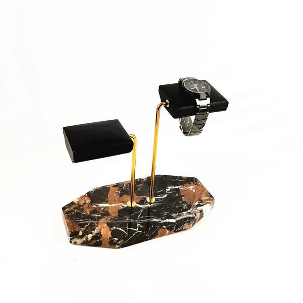 jewelry pouches, bags marble base gold support rod watch stand display black pu leather double storage rack, Pink;blue
jewelry pouches, bags marble base gold support rod watch stand display black pu leather double storage rack, Pink;blue