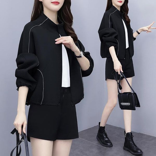 women's jackets plus size autumn loose outerwear short coat long-sleeved baseball uniform sweater fashion jacket, Black;brown
women's jackets plus size autumn loose outerwear short coat long-sleeved baseball uniform sweater fashion jacket, Black;brown