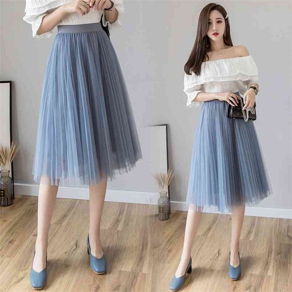 summer simple pure color elastic high waist slimming mesh skirt casual loose women a-line pleated 210527, Black
summer simple pure color elastic high waist slimming mesh skirt casual loose women a-line pleated 210527, Black