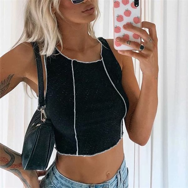 2021 summer fashion black woman elastic cotton short vest girls y2k cool line design sleeves chic female tank, White
2021 summer fashion black woman elastic cotton short vest girls y2k cool line design sleeves chic female tank, White