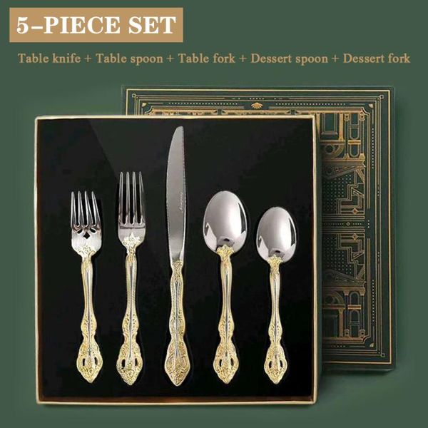 dinnerware sets 5-piece set of 304 stainless steel cutlery european-style high-end western tableware household kitchen steak knife fork
dinnerware sets 5-piece set of 304 stainless steel cutlery european-style high-end western tableware household kitchen steak knife fork