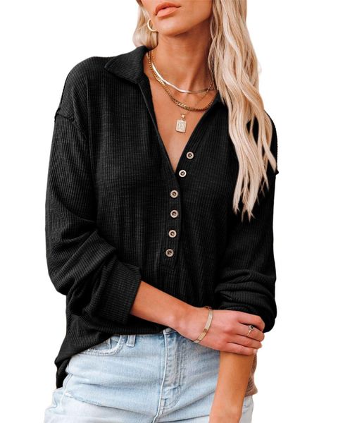 ladies loose long-sleeved knitted t-shirt v-neck buttoned shirt pure color casual lady bottoming autumn 7563, White
ladies loose long-sleeved knitted t-shirt v-neck buttoned shirt pure color casual lady bottoming autumn 7563, White