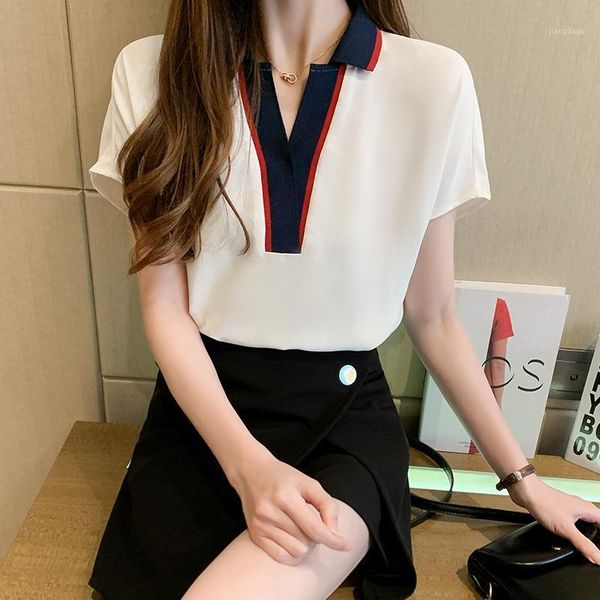 women's blouses & shirts real s 2021 summer white pullover solid loose shirt temperament short sleeve v-neck chiffon blouse women
women's blouses & shirts real s 2021 summer white pullover solid loose shirt temperament short sleeve v-neck chiffon blouse women