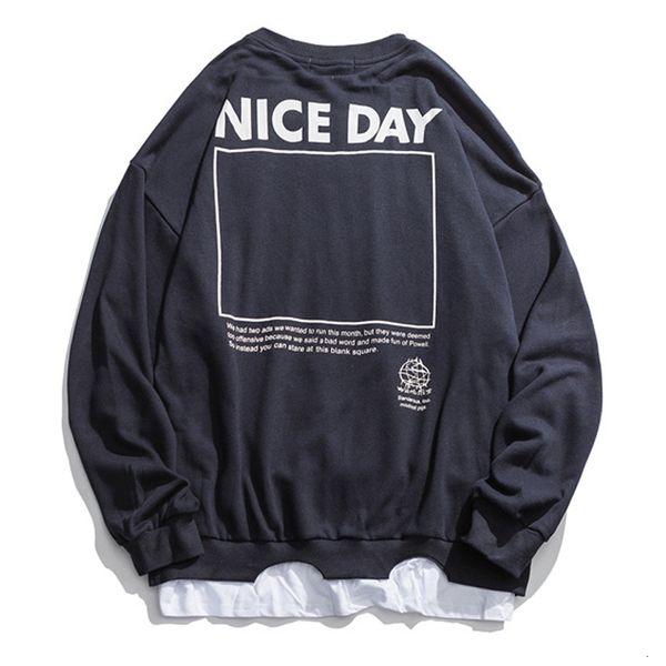 men's hoodies & sweatshirts arrival casual full letter o-neck sweatshirt hip hop winter loose holiday ins sweater hole vqzw, Black