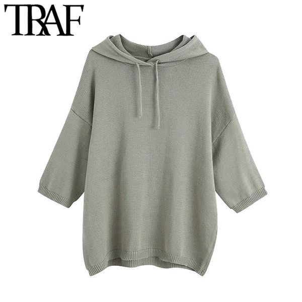 traf women fashion linen blend loose knitted hoodies vintage hooded short sleeves female pullovers chic 210415, Black
traf women fashion linen blend loose knitted hoodies vintage hooded short sleeves female pullovers chic 210415, Black