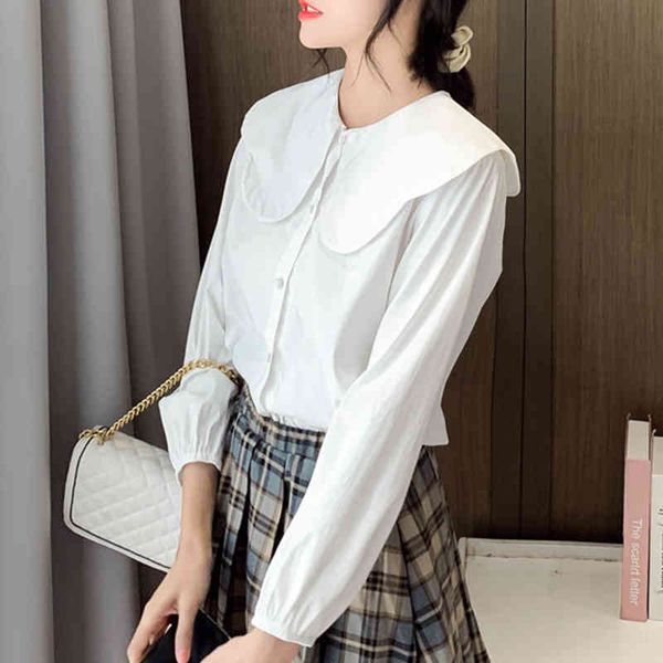 sweaters korean shirt womens vintage work casual chiffon blouse elegant single-breasted loose business shirts, White;black
sweaters korean shirt womens vintage work casual chiffon blouse elegant single-breasted loose business shirts, White;black