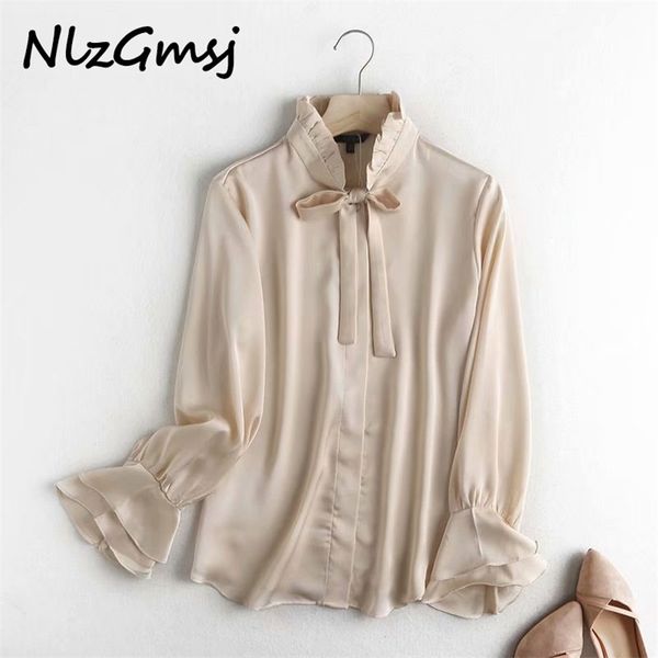 women ruffle bow shirts long sleeve solid elegant office ladies work wear blouses 210628, White
women ruffle bow shirts long sleeve solid elegant office ladies work wear blouses 210628, White