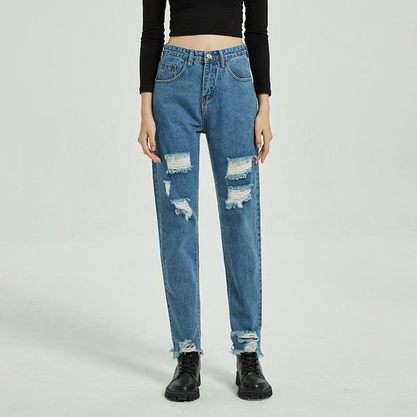 longbida ripped jeans straight leg streetwear vintage quality fashion high waist for women, Blue
longbida ripped jeans straight leg streetwear vintage quality fashion high waist for women, Blue