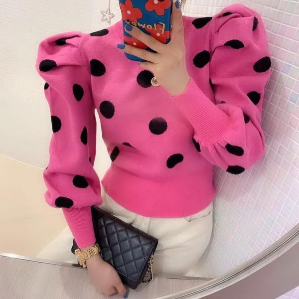 women's sweaters korean puff sleeve women pullover sweater 2021 spring autumn fashion o-neck polka dot knitted jumpers female, White;black
women's sweaters korean puff sleeve women pullover sweater 2021 spring autumn fashion o-neck polka dot knitted jumpers female, White;black