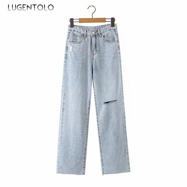 lugentolo hole high waist jeans woman autumn fashion washed loose straight full length womens women's, Blue
lugentolo hole high waist jeans woman autumn fashion washed loose straight full length womens women's, Blue