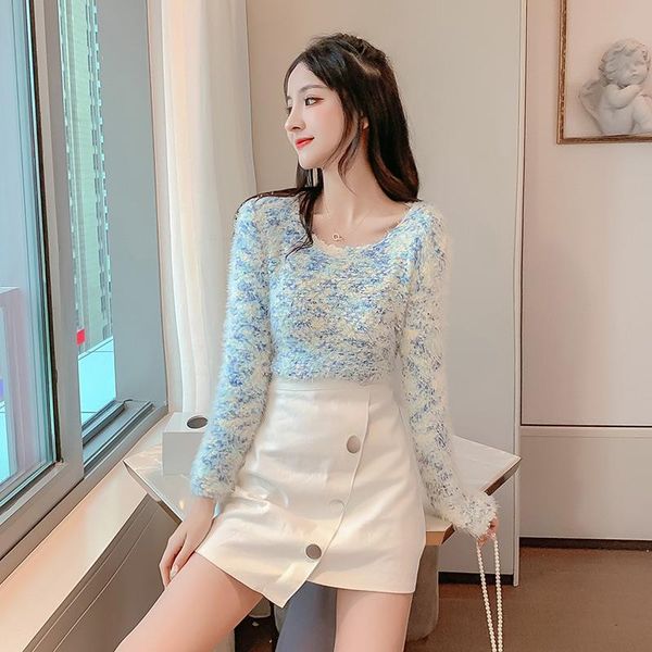 women 2021 autumn winter fashion knit sweater female elegant o neck long sleeve pullover ladies casual slim jumper e135 women's swe, White;black
women 2021 autumn winter fashion knit sweater female elegant o neck long sleeve pullover ladies casual slim jumper e135 women's swe, White;black