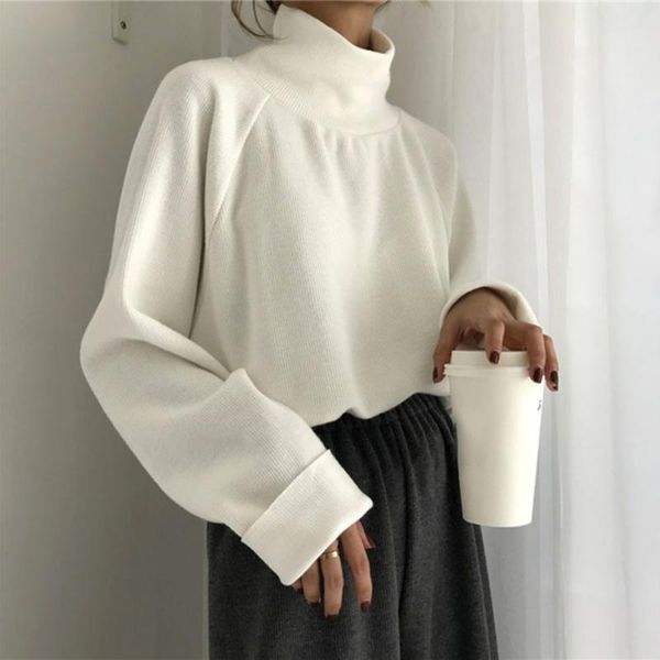 women's sweaters vintage women hoodie sweater turtleneck solid color 2021 loose plus velvet raglan sleeve casual office lady simple top, White;black
women's sweaters vintage women hoodie sweater turtleneck solid color 2021 loose plus velvet raglan sleeve casual office lady simple top, White;black