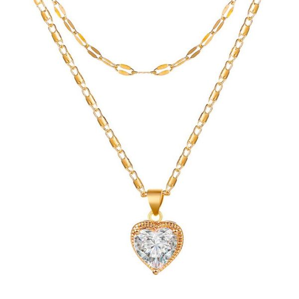 double layer crystal love necklace sweet exquisite choker heart-shaped pendant chain clavicle jewelry for women wedding party necklaces, Silver
double layer crystal love necklace sweet exquisite choker heart-shaped pendant chain clavicle jewelry for women wedding party necklaces, Silver