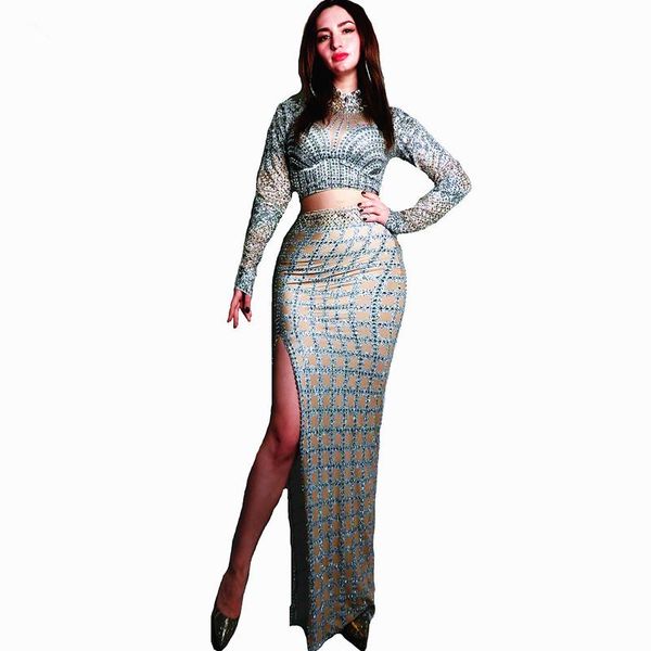 party decoration fashion silver rhinestones long dress stretch spandex singer dance celebrate costume prom women stone
party decoration fashion silver rhinestones long dress stretch spandex singer dance celebrate costume prom women stone