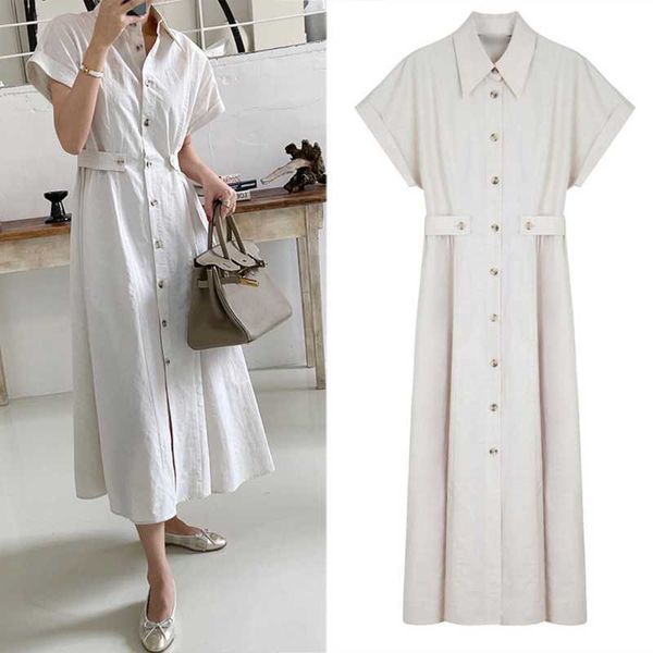 minimalist casual retro white short sleeve turn down collar single breasted dress women safari style fashion vestido summer 210610, Black;gray
minimalist casual retro white short sleeve turn down collar single breasted dress women safari style fashion vestido summer 210610, Black;gray
