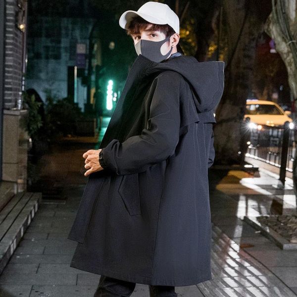 men's trench coats solid 2021 autumn jacket hooded medium length loose windbreaker f780-p98, Tan;black 
men's trench coats solid 2021 autumn jacket hooded medium length loose windbreaker f780-p98, Tan;black