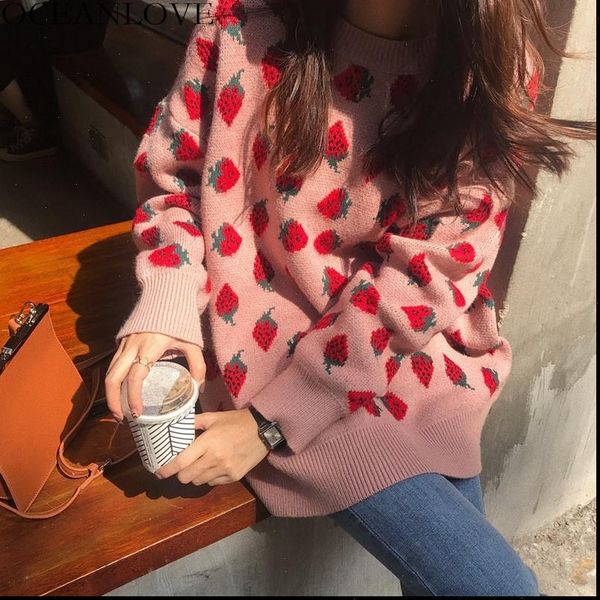 sweet women womens sweater sweaters strawberries print long pullovers autumn winter loose sueter mujer girls knitwear 12498, White;black
sweet women womens sweater sweaters strawberries print long pullovers autumn winter loose sueter mujer girls knitwear 12498, White;black