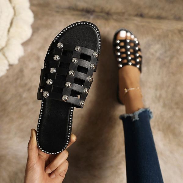 slippers summer flat women 2021 fashion open toe hollow out black punk rivet beach slides female outdoor non slip shoes
slippers summer flat women 2021 fashion open toe hollow out black punk rivet beach slides female outdoor non slip shoes