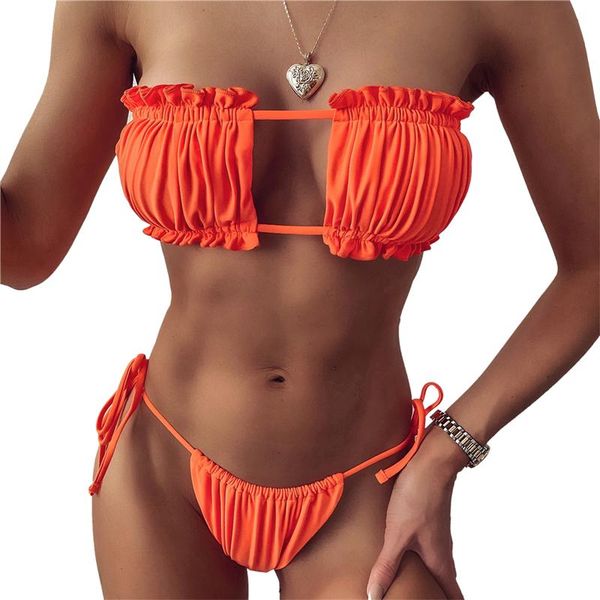 women's swimwear 2021 fashion women two-piece tube swimsuit hollow fold decoration adjustable strap summer bathing suits holiday beachw, White;black
women's swimwear 2021 fashion women two-piece tube swimsuit hollow fold decoration adjustable strap summer bathing suits holiday beachw, White;black