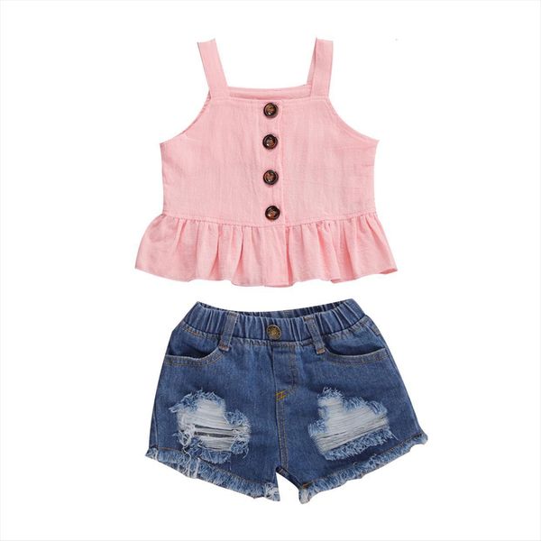 0 4y pink solid color sleeveles vest denim shorts toddler kids baby girl clothes set 2pcs outfits, White
0 4y pink solid color sleeveles vest denim shorts toddler kids baby girl clothes set 2pcs outfits, White