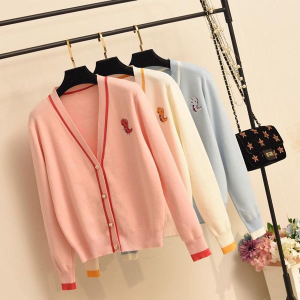 women's knits & tees 2021 spring autumn female cardigans coat single-breasted v-neck loose embroidery sweater knitted sun protection cl, White
women's knits & tees 2021 spring autumn female cardigans coat single-breasted v-neck loose embroidery sweater knitted sun protection cl, White