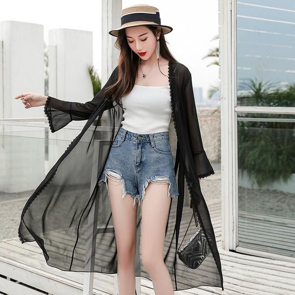 women's blouses & shirts women summer kimono cardigan sun protection blouse shirt ladies casual beachwear long chiffon female outwear, White
women's blouses & shirts women summer kimono cardigan sun protection blouse shirt ladies casual beachwear long chiffon female outwear, White