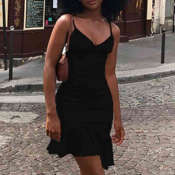 women dress spaghetti straps ruffles summer solid color v neck dress for party women clothes black, Black;gray
women dress spaghetti straps ruffles summer solid color v neck dress for party women clothes black, Black;gray