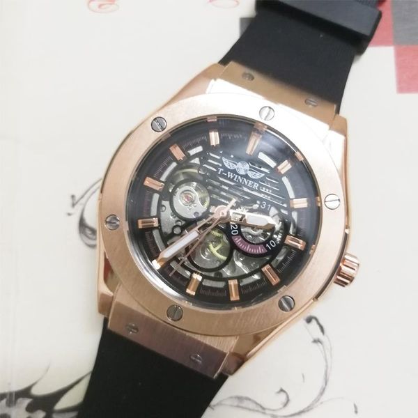 luxury mens mechanical watches rubber strap male automatic skeleton steampunk sports wristwatch luminous hands clock wristwatches, Slivery;brown
luxury mens mechanical watches rubber strap male automatic skeleton steampunk sports wristwatch luminous hands clock wristwatches, Slivery;brown