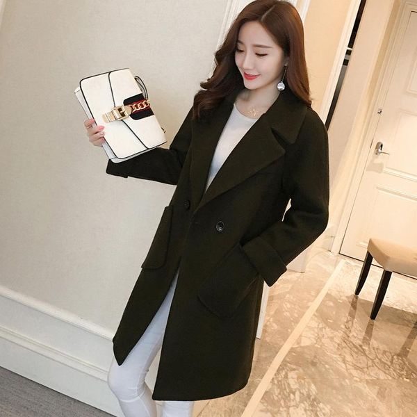 women's suits & blazers woolen jacket suit women mid-length 2021 slim thick long-sleeved temperament autumn and winter coat, White;black
women's suits & blazers woolen jacket suit women mid-length 2021 slim thick long-sleeved temperament autumn and winter coat, White;black
