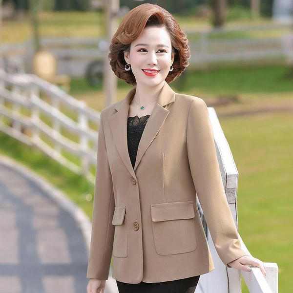 women's jackets mother spring clothes solid color small suit women autumn middle-aged thin fashion plus size female slim coat, Black;brown
women's jackets mother spring clothes solid color small suit women autumn middle-aged thin fashion plus size female slim coat, Black;brown