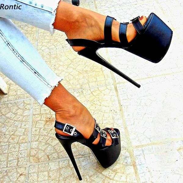 rontic new stylish women platform sandals buckle stiletto heels open toe elegant black night club shoes us size 5-20
rontic new stylish women platform sandals buckle stiletto heels open toe elegant black night club shoes us size 5-20