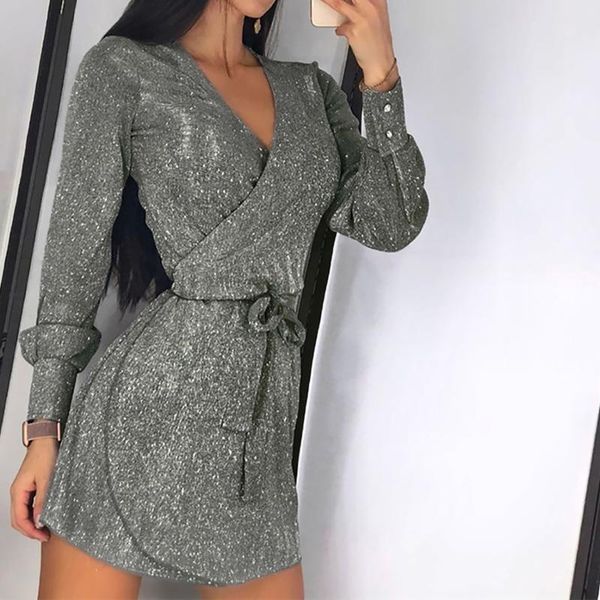 casual dresses for women autumn v-neck plus size clothing belt long sleeve solid sequins mini dress vetement femme 2021 e3, Black;gray
casual dresses for women autumn v-neck plus size clothing belt long sleeve solid sequins mini dress vetement femme 2021 e3, Black;gray