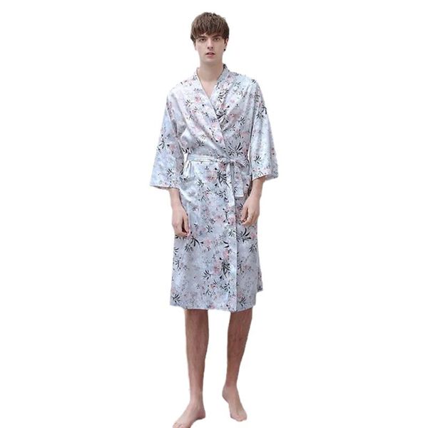 women's sleepwear japanese style floral print couple bathrobe ice silk summer spring kimono three quarter sleeve for female 2021, Black;red
women's sleepwear japanese style floral print couple bathrobe ice silk summer spring kimono three quarter sleeve for female 2021, Black;red