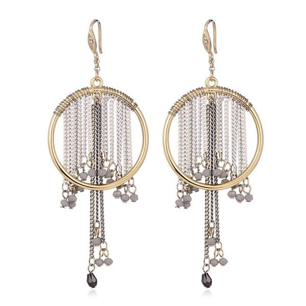 bohemia alloy link chain tassel pendant earrings for women gold color big circle drop earring fashion party jewelry pendientes dangle & chan, Silver
bohemia alloy link chain tassel pendant earrings for women gold color big circle drop earring fashion party jewelry pendientes dangle & chan, Silver