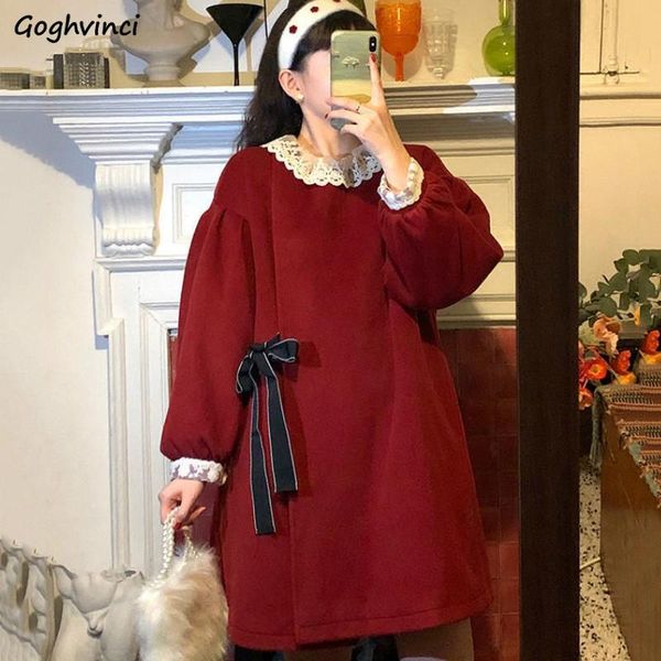 women blends belt bow spliced lace red christmas sweet cute casual asymmetric preppy style outwear autumn chic ladies female women's wo, Black
women blends belt bow spliced lace red christmas sweet cute casual asymmetric preppy style outwear autumn chic ladies female women's wo, Black