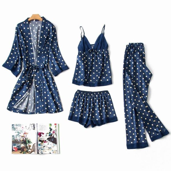women's sleepwear 4 -pieces polka dot robe pajama set women satin silk cardigan nightdress bathrobe bath comfort underwear peignoir-fem, Black;red
women's sleepwear 4 -pieces polka dot robe pajama set women satin silk cardigan nightdress bathrobe bath comfort underwear peignoir-fem, Black;red