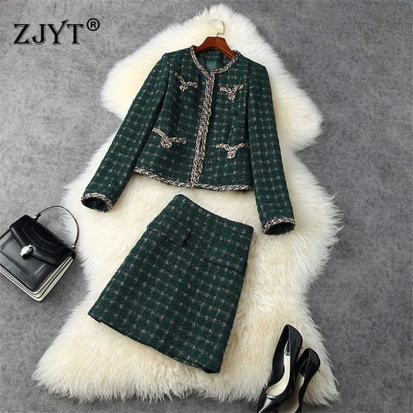 winter runway two piece set women elegant designer vintage plaid tweed woolen jacket and skirt suit office party outfit lady 210601, White
winter runway two piece set women elegant designer vintage plaid tweed woolen jacket and skirt suit office party outfit lady 210601, White