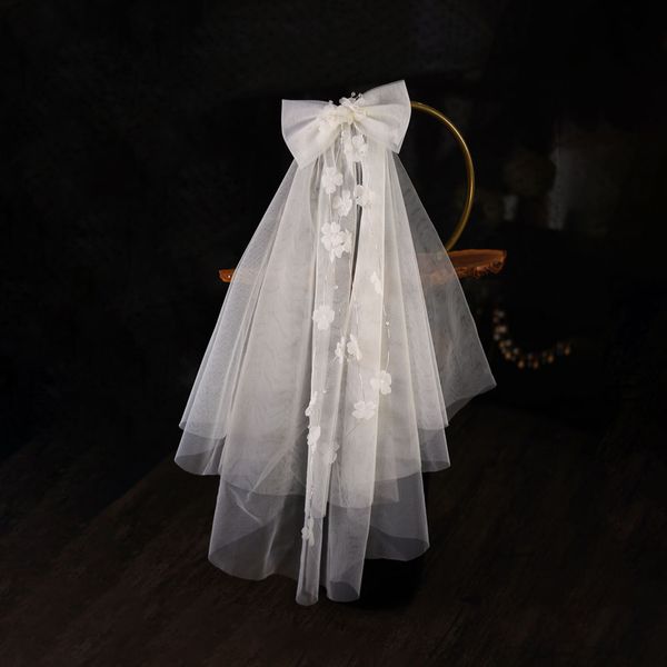 v668 classical white short wedding bridal veil soft tulle cut edge marriage bride headpiece with delicate handmade bow-flower art, Black
v668 classical white short wedding bridal veil soft tulle cut edge marriage bride headpiece with delicate handmade bow-flower art, Black