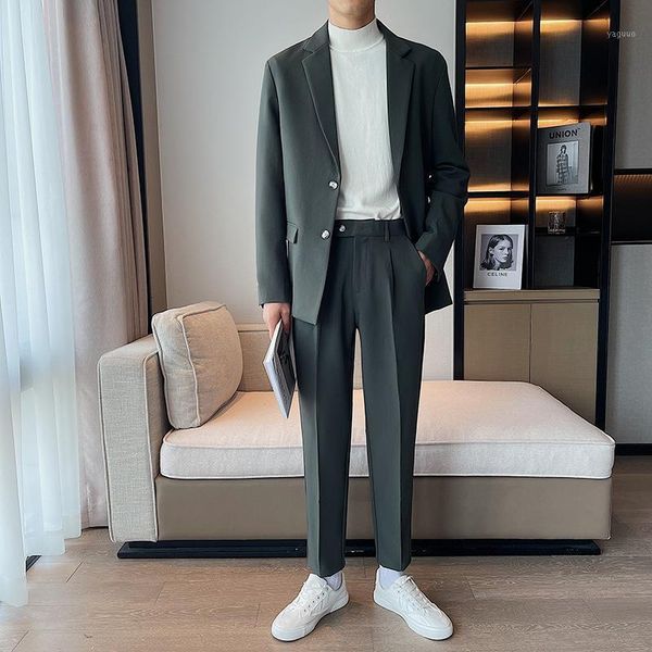 men's suits & blazers oimg korean style casual suit two-piece twill fabric comfortable loose autumn, White;black
men's suits & blazers oimg korean style casual suit two-piece twill fabric comfortable loose autumn, White;black