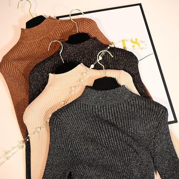 women's sweaters cakucool shiny lurex autumn sweater women turtleneck korean long sleeve slim knit pullover silver bodycon basic shirt, White;black
women's sweaters cakucool shiny lurex autumn sweater women turtleneck korean long sleeve slim knit pullover silver bodycon basic shirt, White;black