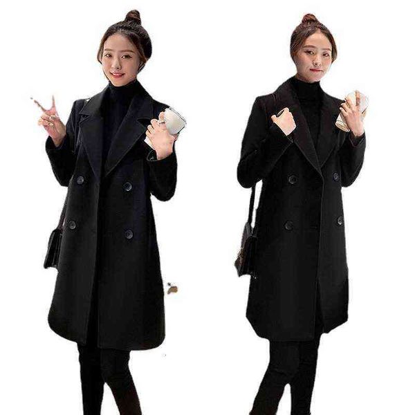 2021 autumn and winter hepburn style woolen coat women slim medium long thickened, Black
2021 autumn and winter hepburn style woolen coat women slim medium long thickened, Black